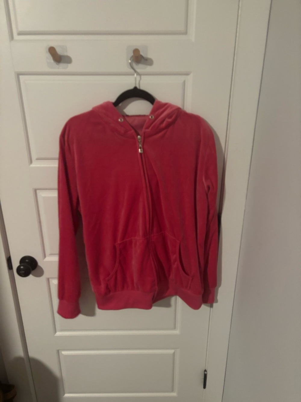 Coral Pink Velour Zip-Up Hoodie
